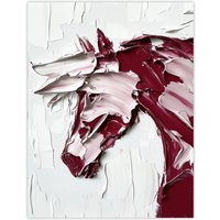 Artery8 Horse Modern Abstract Animal Thick Paint Wall Art Print in Red | Size: W12" x H16"