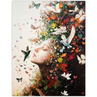 Artery8 Mother Nature Birds Butterflies Colourful Flowers Wall Art Print | Size: W18" x H24"