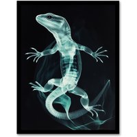 Artery8 Smoke & Xray Effect Lizard Electric Blue Framed Art Print | Size: W12" x H16"