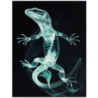 Artery8 Smoke & Xray Effect Lizard Electric Blue Wall Art Print | Size: W24" x H32"