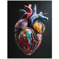 Artery8 Colourful Anatomical Human Heart Bold Modern Wall Art Print | Size: W12" x H16"