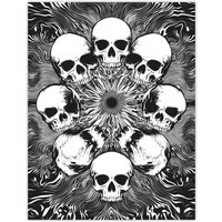 Artery8 Human Skull Ring Voodoo Circle Trippy Black White Wall Art Print | Size: W12" x H16"