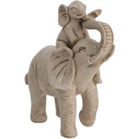 Naturecraft Elephant & Calf Sandstone Finish Figurine in Natural