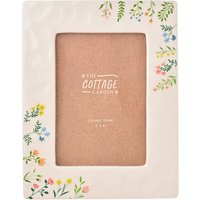 The Cottage Garden Floral Print Ceramic Photo Frame 4" x 6" in Off-White