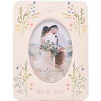 Wildflower Ceramic Photo Frame 4" x 6" Floral Mr & Mrs