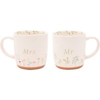 Wildflower Ceramic Mugs Mr & Mrs