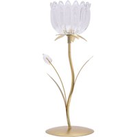 Hestia Single Stem Candle Holder WIth Clear Glass On Gold Base
