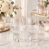 Hestia Ribbed Wine Glass With Diamond Ball Base Set of 2 in Clear
