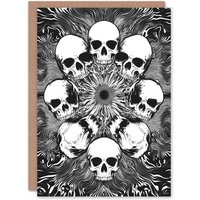 Artery8 Human Skull Ring Voodoo Circle Trippy Black White Greeting Card
