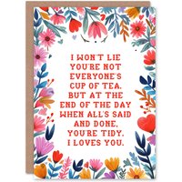 Artery8 Valentine's Day Card Nessa Quote Tidy I Loves You Floral Funny Card