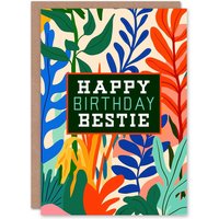 Artery8 Happy Birthday Bestie Card Plant Lover Bold Botanical Friend