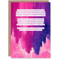 Artery8 Thinking Of You Card Poem Typography Purple Painting in Pink