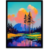 Artery8 El Capitan Merced River Mountain Landscape Framed Art Print | Size: W12" x H16"