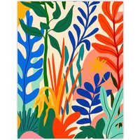 Artery8 Plant Lover Colourful Botanical Jungle Leaves Wall Art Print | Size: W12" x H16"