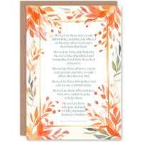 Artery8 Modern Blessed Beatitudes Pope Francis Quote Orange Birthday Card