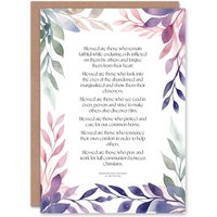 Artery8 Modern Blessed Beatitudes Pope Francis Quote Violet Birthday Card in Purple