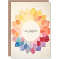 Artery8 Miracle of a Flower Buddhist Mindfulness Mandala Birthday Card in Orange
