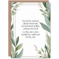 Artery8 Matthew 6:34 Live in the Moment Green Bible Christian Birthday Card