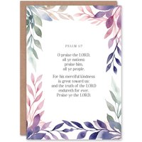 Artery8 Psalm 117 Praise the Lord All Ye Nations Bible Christian Birthday Card in Purple