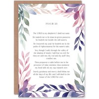 Artery8 Psalm 23 The LORD is My Shepherd Old Testament Bible Birthday Card in Purple