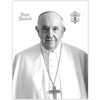 Artery8 Pope Francis Black & White Portrait Holy See Emblem Wall Art Poster Print in Light Grey | Size: W18" x H24"