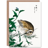 Artery8 Numata Kashu Art Card Greenshank & Bupleurum Japanese in Green