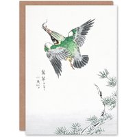 Artery8 Numata Kashu Art Card Kingfisher Hunting Japanese in Green