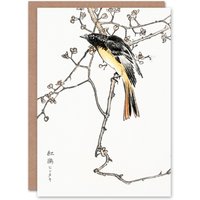 Artery8 Numata Kashu Art Card Siberian Blue Tail Bird Japanese in White