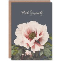 Artery8 Ogawa Kazumasa Sympathy Card Peony Flower Vintage Japanese in Blue