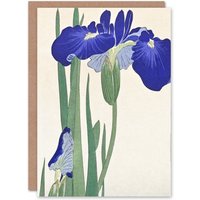 Artery8 Ohara Koson Art Card Blue Irises Vintage Japanese