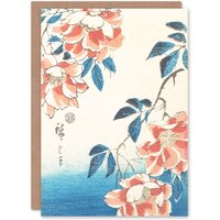Artery8 Utagawa Hiroshige Art Card Rose Flowers Vintage Japanese in Pink