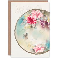 Artery8 Noritake Factory Japanese Art Card Vintage Floral Design For Plate in Pink