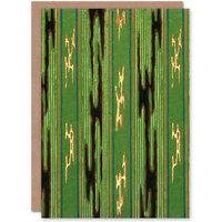 Artery8 Furuya Korin Japanese Art Card Vintage Green Textile Pattern