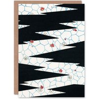 Artery8 Shin Bijutsukai Japanese Art Card Flowers On Footpath Pattern in White