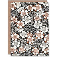 Artery8 Shin Bijutsukai Japanese Art Card Flowerbed Floral Pattern in Black