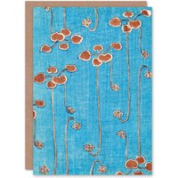 Artery8 Shin Bijutsukai Japanese Art Card Vintage Vine Illustration in Blue
