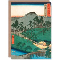 Artery8 Utagawa Hiroshige Japanese Art Card Ueno in Iga Province in Green