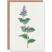 Artery8 Vintage Japanese Botanical Art Card Gentian Flower in Pink