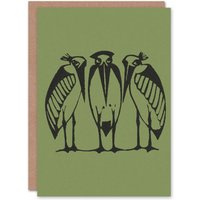 Artery8 Gerrit Willem Dijsselhof Art Card Three Marabou Storks in Green