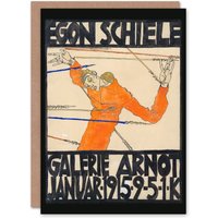 Artery8 Egon Schiele Art Card Galerie Arnot 1915 Exhibition Poster in Orange