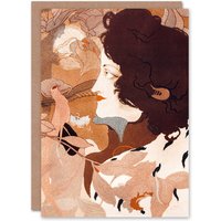 Artery8 Georges de Feure Art Card Femme Fatale Portrait Painting in Brown