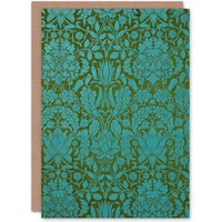 Artery8 William Morris Art Card Floral Pattern Blue & Green