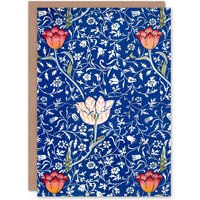 Artery8 William Morris Art Card Medway Art Nouveau Floral Pattern in Blue
