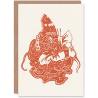Artery8 Theo van Hoytema Art Card Butterfly on Nasturtium Flower in Red