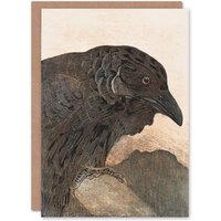 Artery8 Theo van Hoytema Art Card Old Crow Bird Painting in Brown