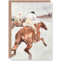 Artery8 Toulouse Lautrec Art Card The Jockey Horse Racing in Brown