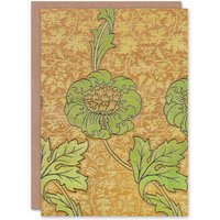 Artery8 William Morris Art Card Flower Bloom Textile Detail in Orange