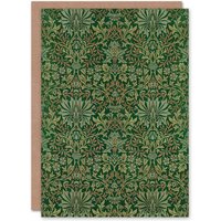 Artery8 William Morris Art Card Flower Garden Textile Pattern in Green