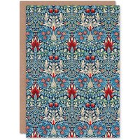 Artery8 William Morris Art Card Snakeshead Flower Pattern in Blue