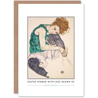 Artery8 Egon Schiele Art Card Seated Woman With Legs Drawn Up in Beige
